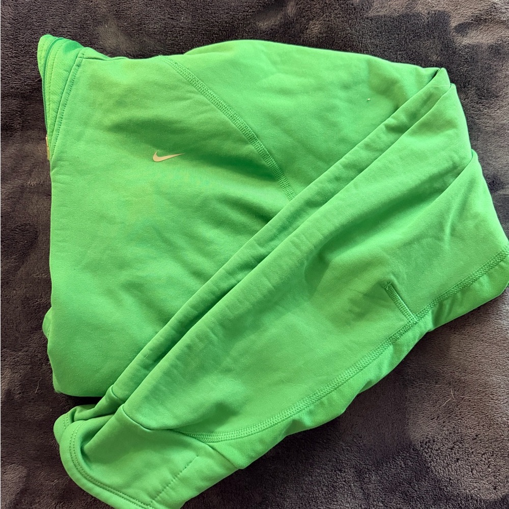 Nike Vibrant Green Quarter Zip Dri-Fit Long Sleeve with Hood